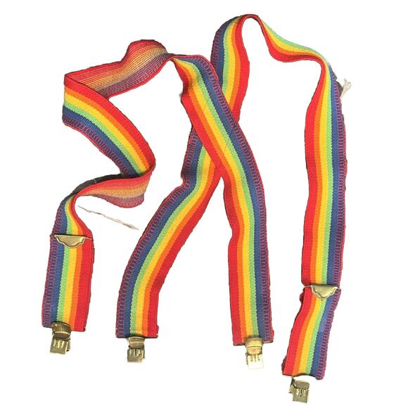 Unbranded Other - VTG 1970s 1980s Pride Rainbow Suspenders Mork Mindy Ork Clown 2” Wide Adjustable